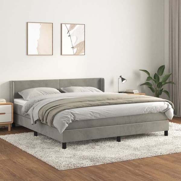 Maison Exclusive - Seng solid bund med socker og madras Grå 160x200cm Velour