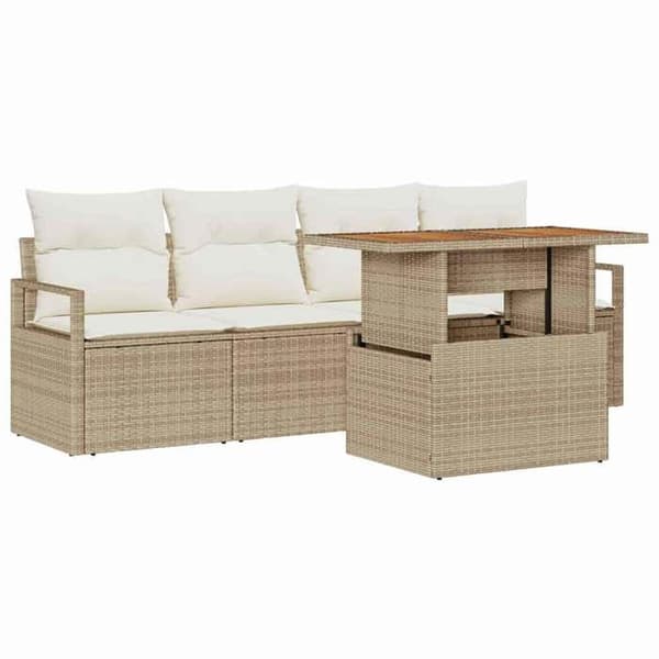 Trädgårdsoffmöbelset - EXKLUSIV HEM - Modulär - Beige - 5 delar - Polyrotting beige