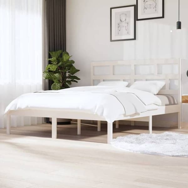 Sängram - Maison Exclusive - Massivt trä - 2 platser - Vit Vit