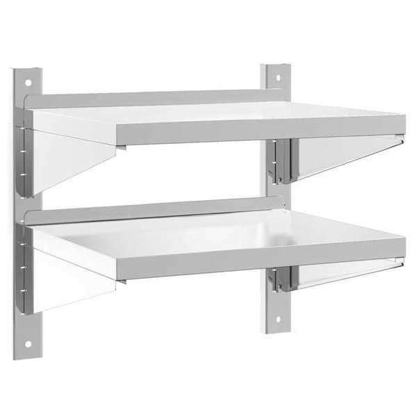 Væghylde - EKSKLUSIV HUS - 2 niveauer - Rustfrit stål - 50x40x48 cm - Sølv Silver