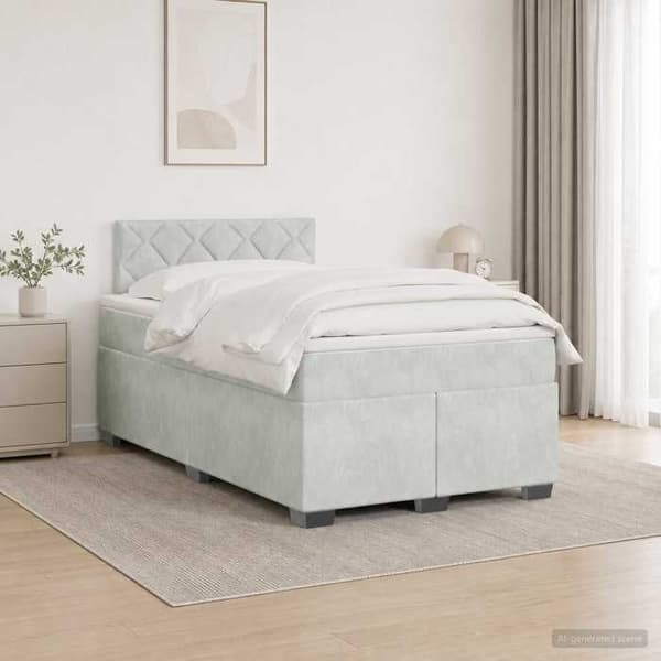 Maison Exclusive - Sängbox med madrass Ljusgrå 120 x 190 cm Sammet Ljusgrått