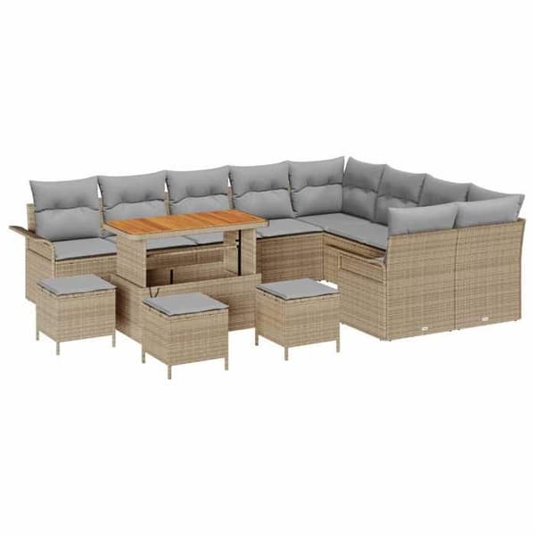 Trädgårdsmöbelset - EXKLUSIV HEM - Modulär - Beige - Hållbar polyrotting - Justerbart bord beige