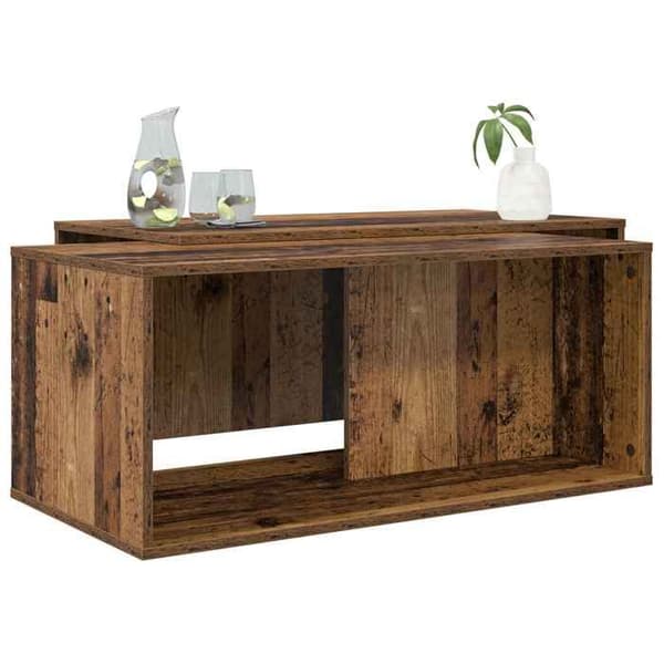 Sæt af lav borde - MAISON EXCLUSIVE - 90x48x40 cm - Ingeniørtræ - Sæt med 2 dele - Rektangulær