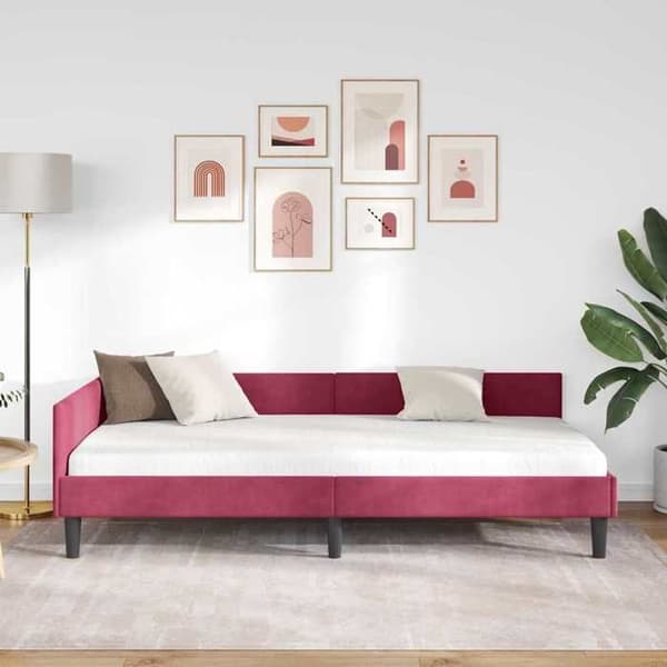 Maison Exclusive - Hörnsängram Bordeaux 90 cm x 190 cm Sammet