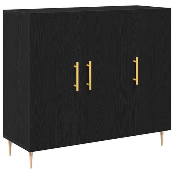 Maison Exclusive - Buffet Sort egetræ 90 x 34 x 80 cm Ingeniørtræ