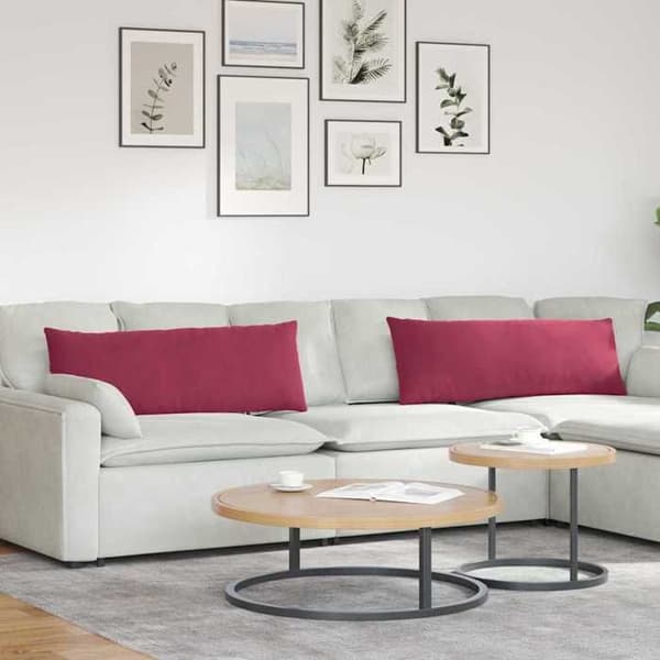 Sofa puder - EKSKLUSIV HUS - 120 x 40 cm (sæt af 2) - Fløjl - Bordeaux - Polyester fyld Bordeaux