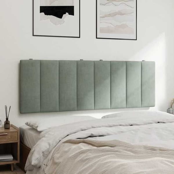 Päätytyyny - MAISON EXCLUSIVE - Hanko - Vaaleanharmaa - 140 cm - Pehmustettu sametti Ljusgrått