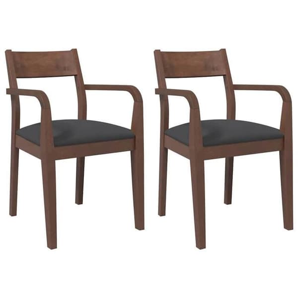 Maison Exclusive - Spisestole med puder 2 stk brun massiv gummitræ brun