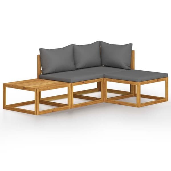 Maison Exclusive - Trädgårdsmöbler 4 delar med kuddar i solid akaciaträ