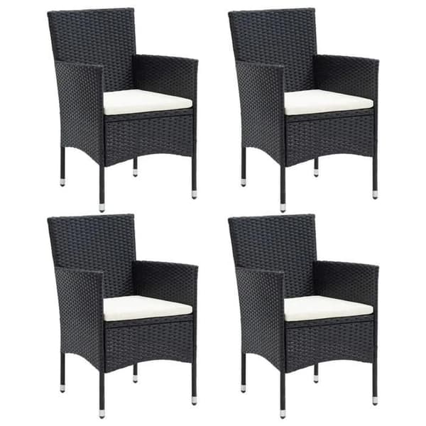 Maison Exclusive - Have spisebordssæt med puder 5 dele poly rattan sort