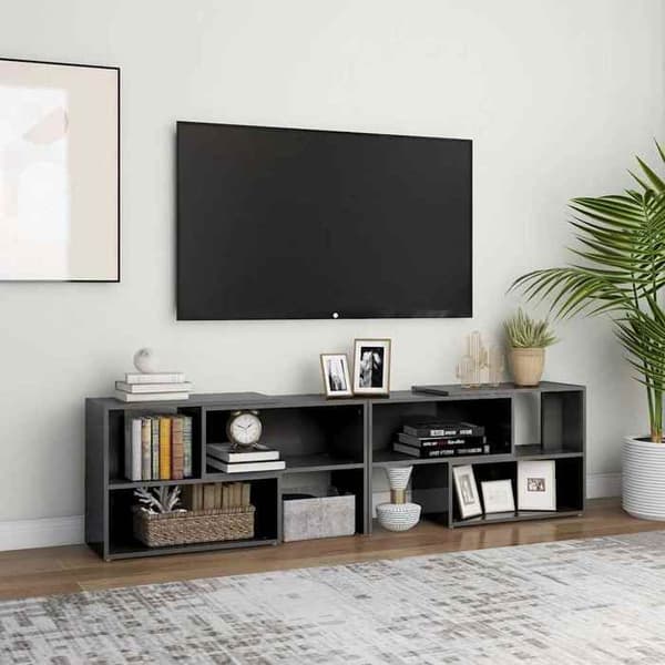 Maison Exclusive - TV-møbel Grå glans 149x30x52 cm Ingeniørtræ Grå