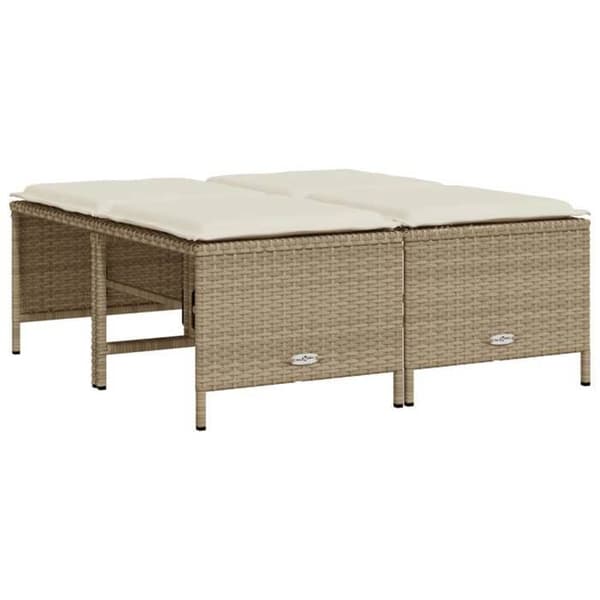 Maison Exclusive - Trädgårdsmöbler med kuddar 5 delar beige flätad resin