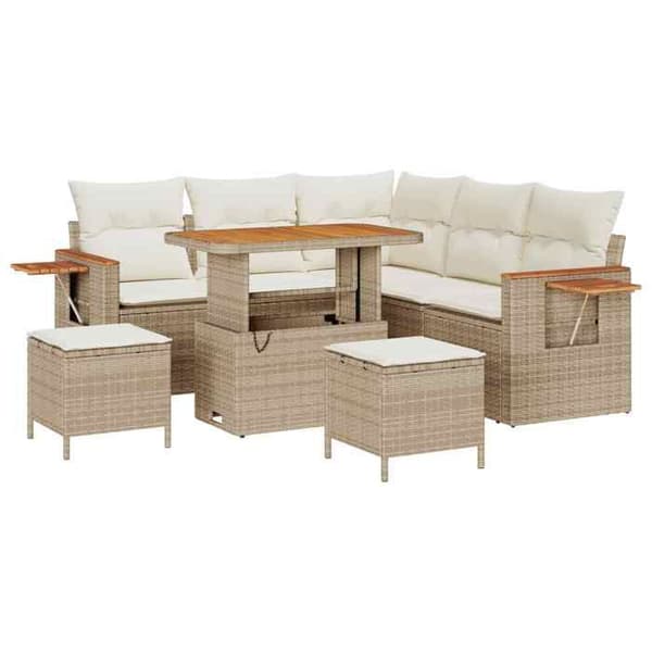 Trädgårdsmöbler - EXKLUSIVT HUS - Set 8 delar - Beige - Poly rattan & stål - Modulär beige