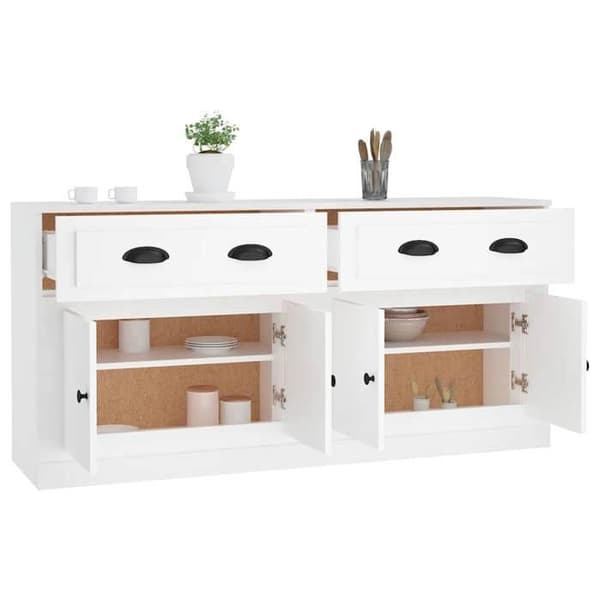 Buffé - Maison Exclusive - Set om 2 - Vit - Ingenjörsträ 70 x 35,5 x 67,5 cm