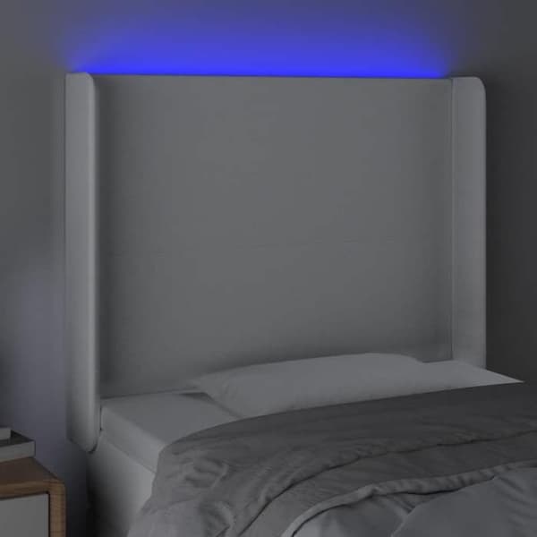 Maison Exclusive - LED Hovedgærde Hvid 83x16x118/128 cm Syntetisk Læder
