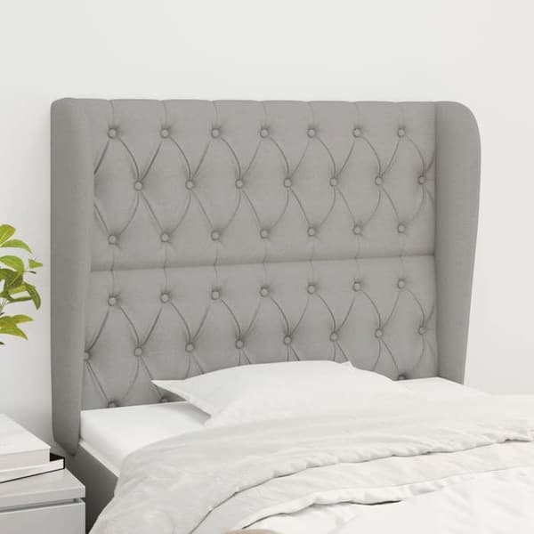Maison Exclusive - Päätylevy korvilla Vaaleanharmaa 103x23x118/128 cm Kangas Ljusgrått
