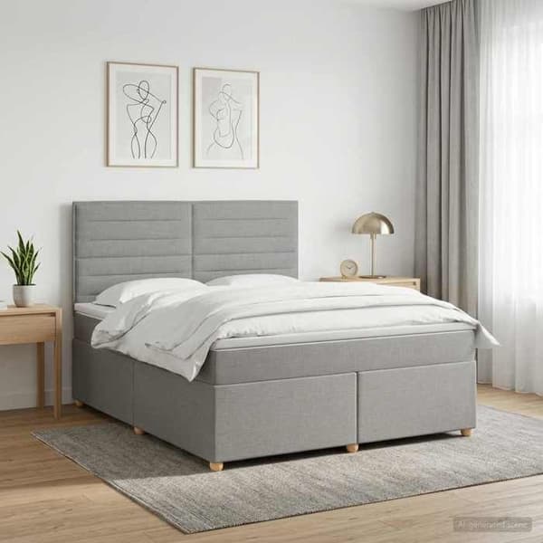 Maison Exclusive - Boxspring seng med madras Lys grå 160 x 200 cm Stof