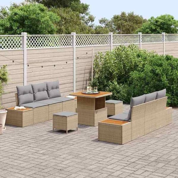 Maison Exclusive - 9-delars trädgårdsoff-set 8-sits Beige beige