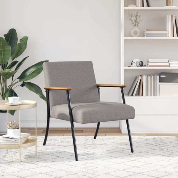 Fåtölj - EXKLUSIVT HEM - Taupe tyg - Sammetstyg - Stålram - Ergonomisk design Mol