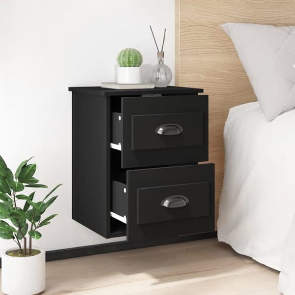 Maison Exclusive - Væghylde natbord sort 41,5x36x53 cm Svart