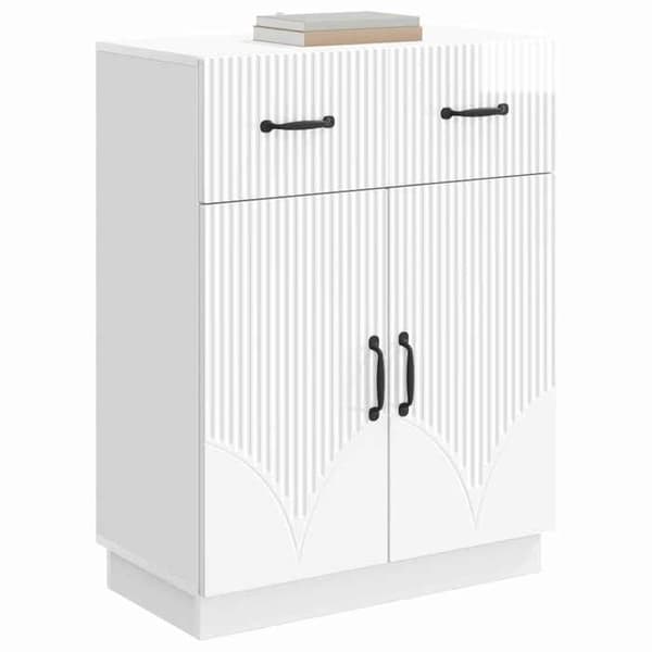 Maison Exclusive - Buffé Vit glänsande 66 x 34,5 x 87 cm Ingenjörsträ Strålande vit