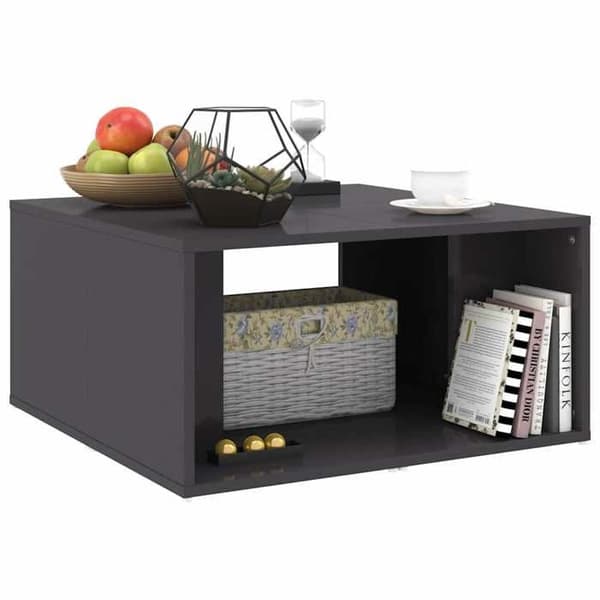Låga bord - EXKLUSIV HEM - Set om 4 st - Grå glans - 33 x 33 x 33 cm - Spånskivor Grå