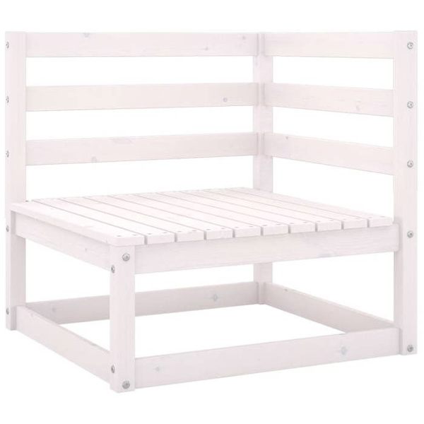 Trädgårdsmöbel - Soffa 3 platser - Modulär - Massivt trä - Vit Vit