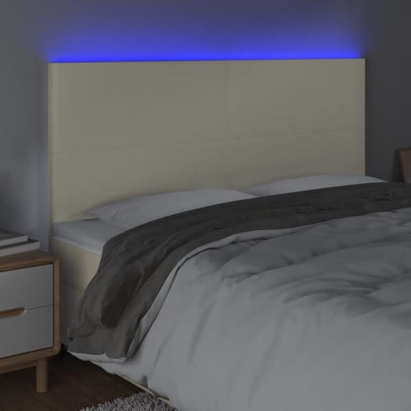 Maison Exclusive - LED Hovedgærde Creme 200x5x118/128 cm Simililæder Grädde