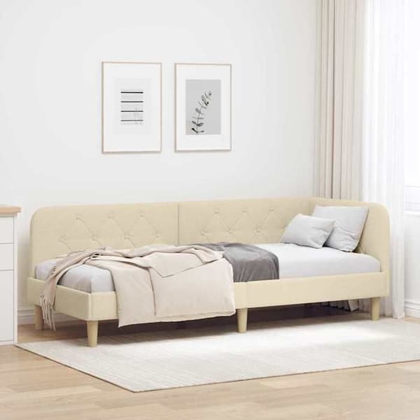 Maison Exclusive - Kulmasänky Creme 80 x 200 cm kangas