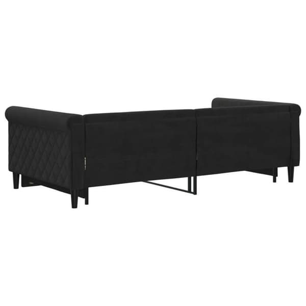 Sofa - EKSKLUSIV HUS - Sofa med udtræk - 100 x 200 cm - Sort velour - Lamelseng svart