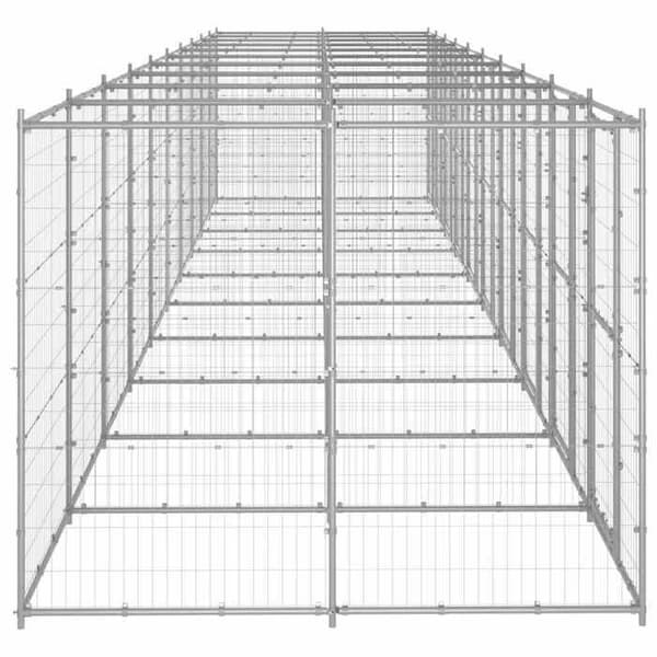 Maison Exclusive - Utomhus hundhus i galvaniserat stål 24,2 m² silver-