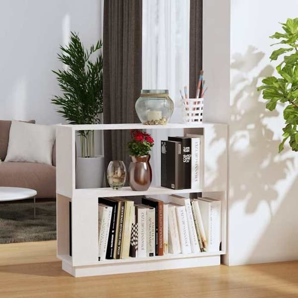 Maison Exclusive - Bibliotek/Rumseparator Hvid 80x25x70 cm Solid fyr