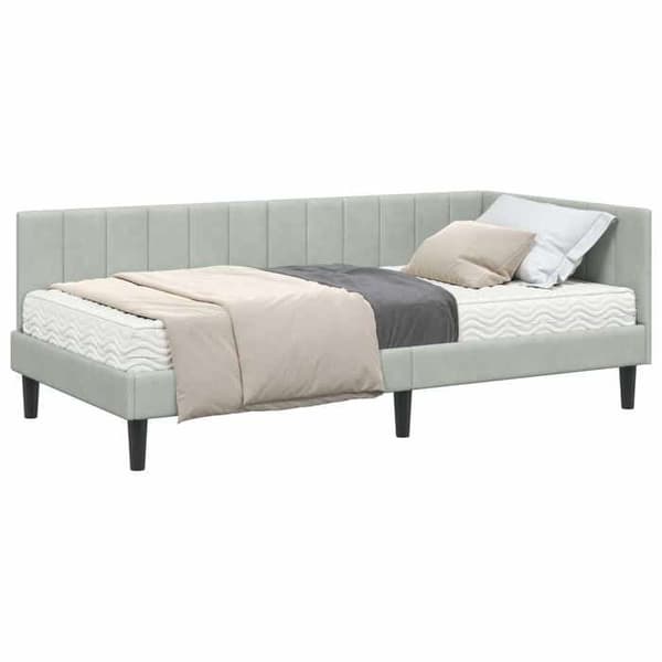 Maison Exclusive - Kulmasänky 2 osaa vaaleanharmaa 90 x 190 cm Ljusgrått