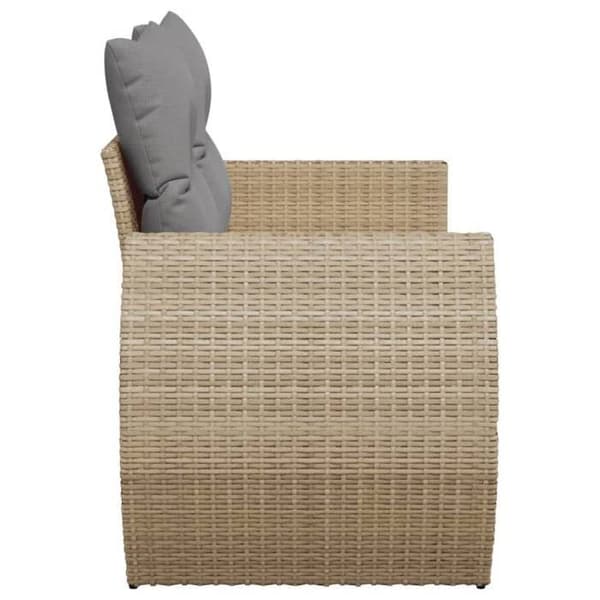Maison Exclusive - Trädgårdsoffa med kuddar 2 platser beige flätad resin