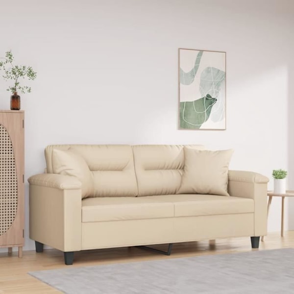 2-personers sofa med cremepuder 140 cm mikrofiberstof 80 [cm]