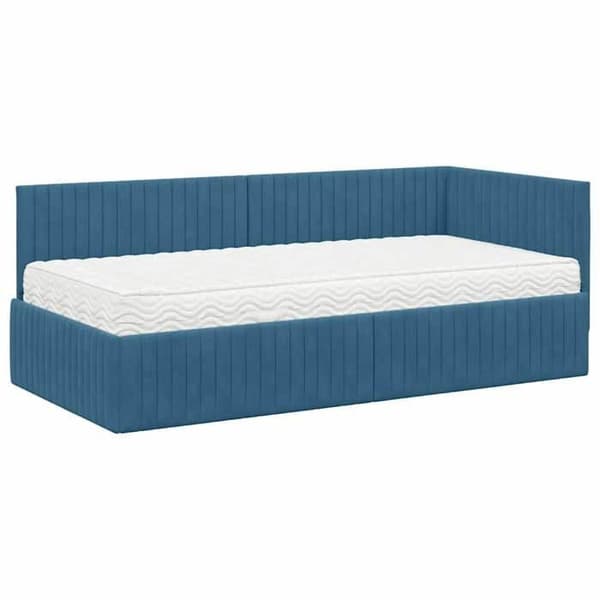 Maison Exclusive - Hörnsängram med madrass 2 pc Blå 90 x 190 cm Sammet Sammetsblå