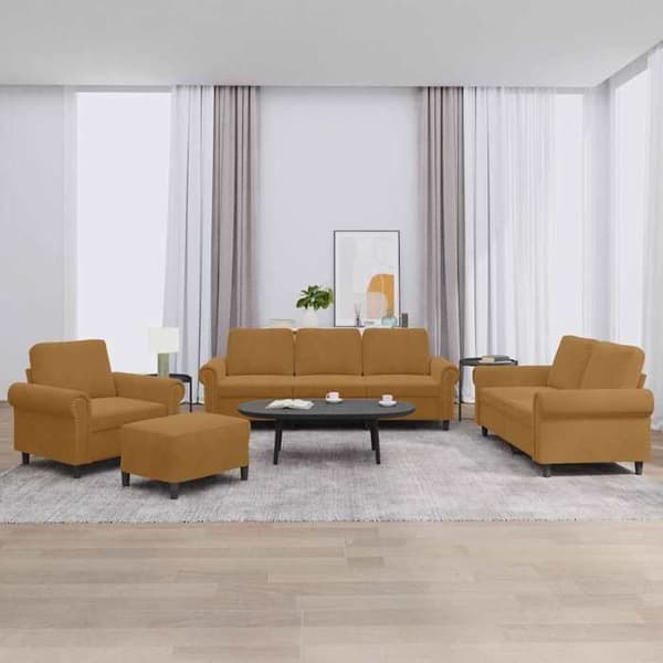 Maison Exclusive - Sæt af 4 sofaer med puder i brun velour Marron (sammet)