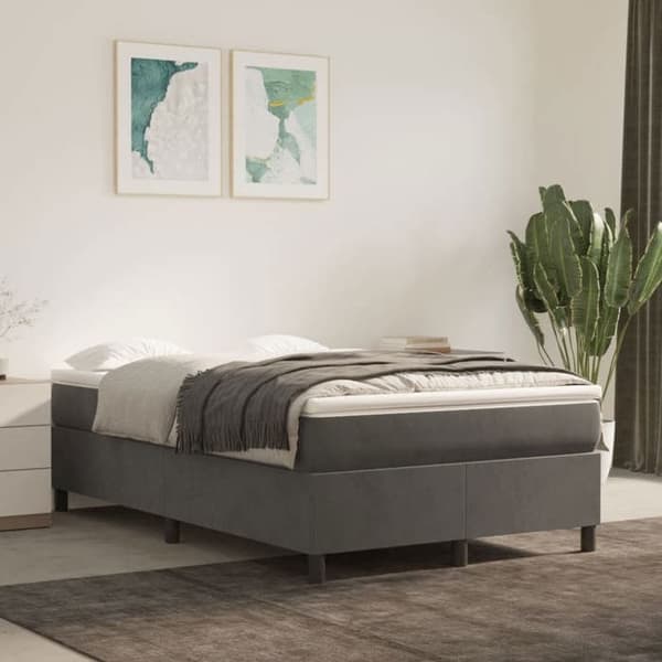 Sengebund - Eksklusiv Hus - 120x200 cm - Mørkegrå fløjl - 2 pladser - Selvmontering mörkgrå