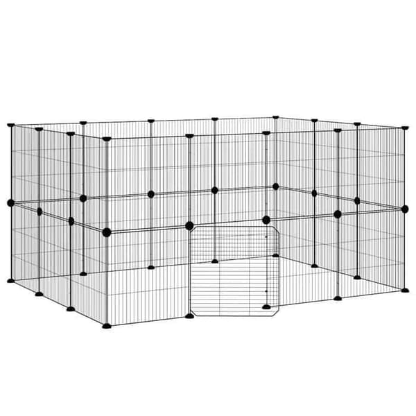 Maison Exclusive - Kæledyrbur med 28 paneler og dør Sort 140x105x70 cm