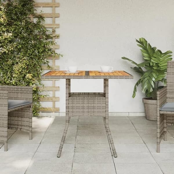 Maison Exclusive - Trädgårdsbord med grå akaciaträ och flätad harts