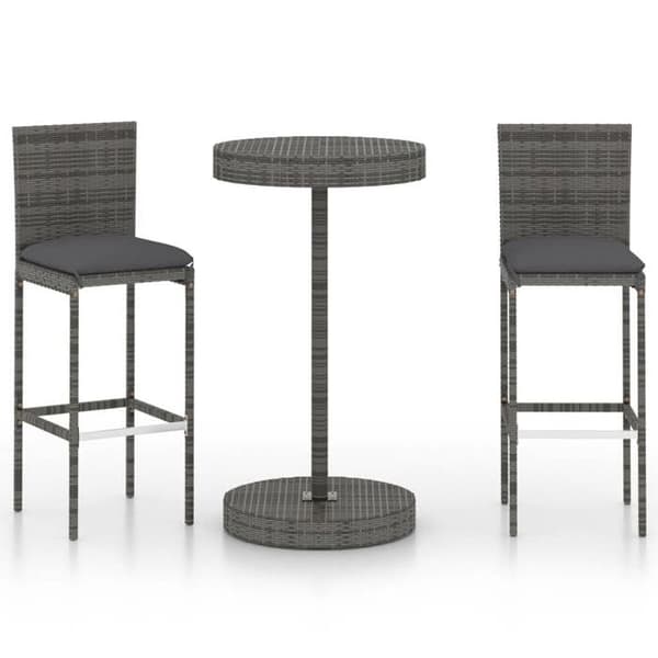 Maison Exclusive - Trädgårdsbarset 3 delar med kuddar, flätad resin, Grå grå