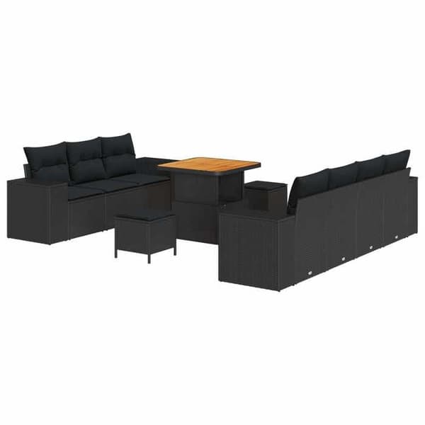 Maison Exclusive - 10 osan puutarhakalustesarja 9-hengen Musta