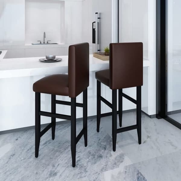 Maison Exclusive - Barstolar set om 2 mörkbruna i konstläder Mörkbrun (säte); svart ram