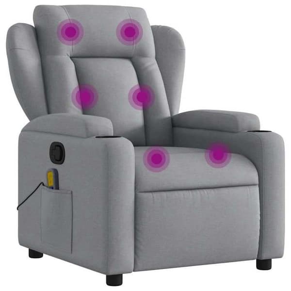 Maison Exclusive - Ljusgrå lutande massagefåtölj i tyg Ljusgrått