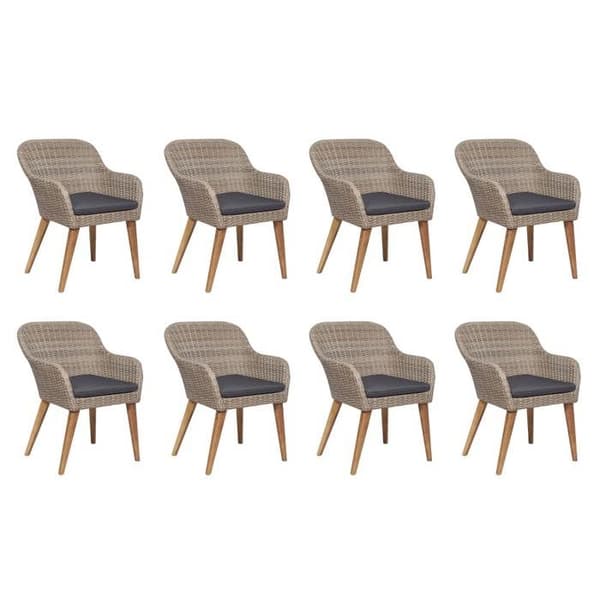 Maison Exclusive - Trädgårdsmöbler med kuddar 9 delar Flätad resin