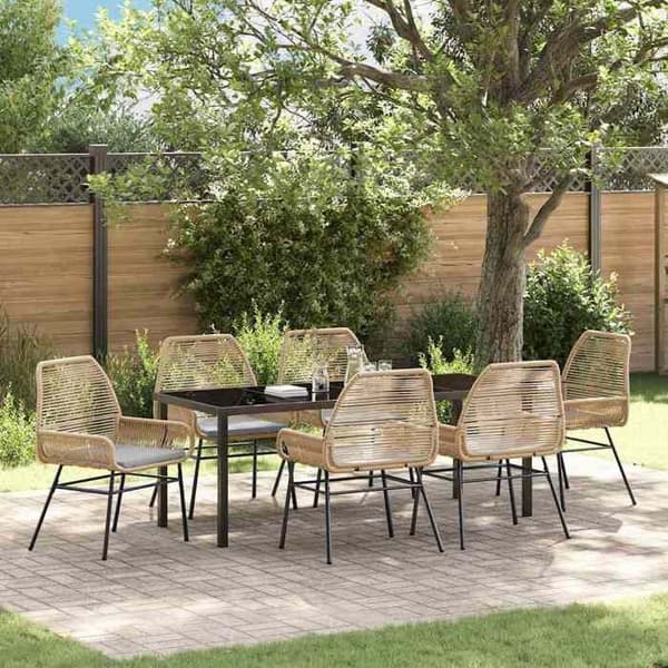 Maison Exclusive - 7 pc spisebordssæt til haven i brun polyrotin brun