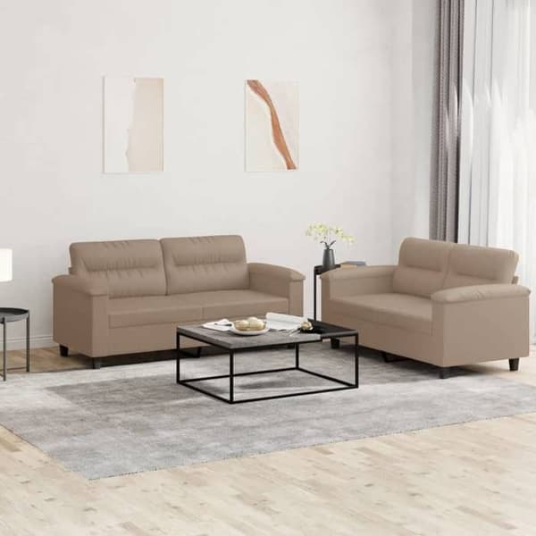 Maison Exclusive - Sæt af 2 sofaer med puder Cappuccino Simililæder