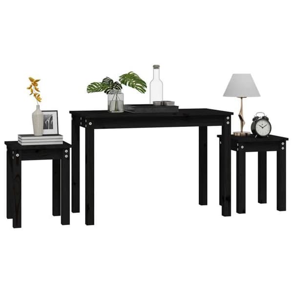 Maison Exclusive - 3 stk. Sort Massivt Fyrretræ Borde