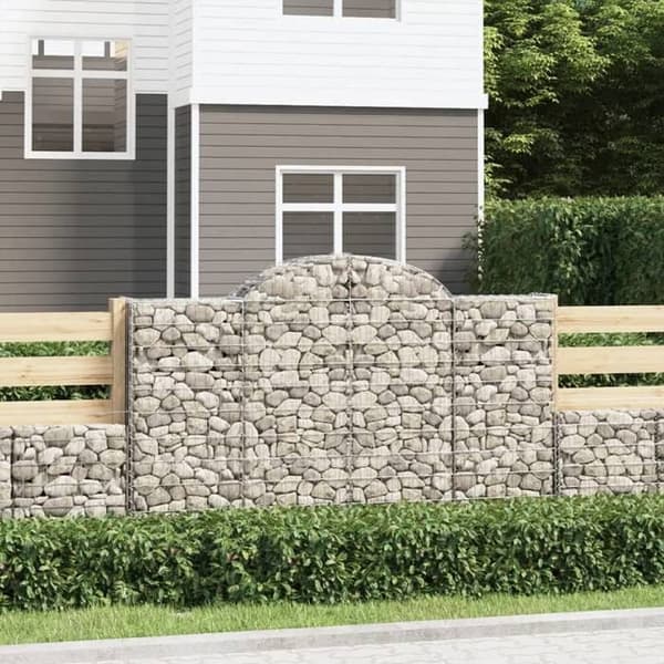 Gabionkorg - Exklusivt Hem - 25 st - Båge 200×30×120/140 cm - Galvaniserat järn silver-