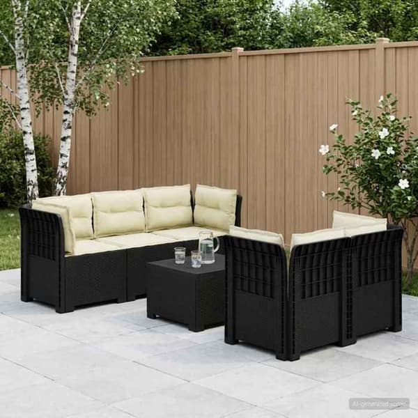 Havemøbel - EKSKLUSIV HUS - 5 pladser - Rattan-look PP - UV-resistent - Grå